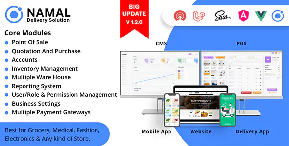Namal v1.2.0 - 5 in 1 Ionic Delivery Solution with POS for Single & Multiple Location Business Brand