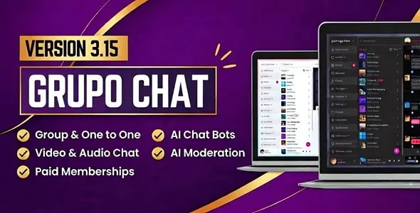 Grupo Chat 3.15 - Chat Room & Private Chat - Video Chat & Audio Chat - AI Chat - PHP Group Chat Code