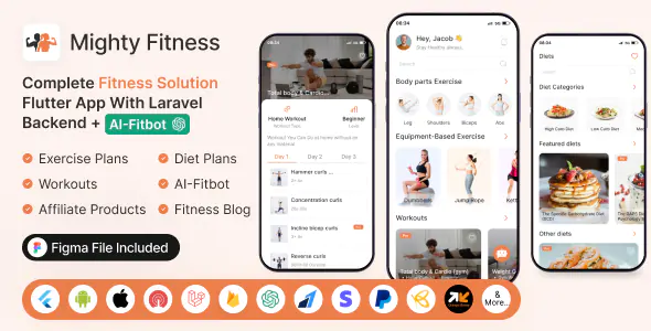 Mighty Fitness v10.0 - Complete Fitness Solution Flutter App With Laravel Backend + ChatGPT